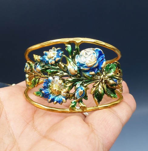 Bracelet ancien laiton doré - bracelet,