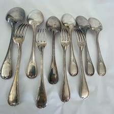 CHRISTOFLE  Fourchette et cuillère métal argenté, modèle Rubans Croisés/7338V40