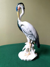 Héron porcelaine signé - héron,