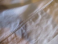 Vintage French Metis Linen Sheet with Ladder-work  Bright White 112 inches long