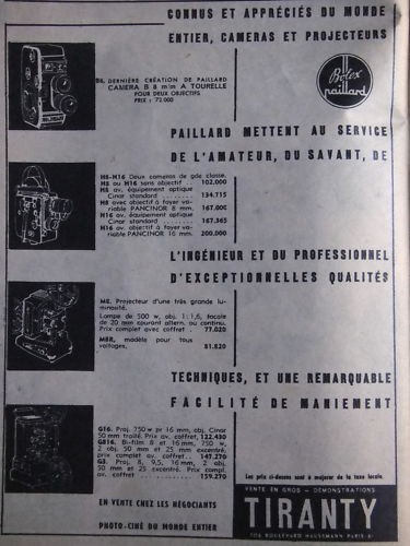 Publicité 1954 tiranty camera - tiranty,