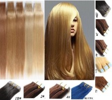 10-40 BANDES EXTENSIONS DE CHEVEUX TAPE IN BANDE ADHESIVE NATURELS REMY 49-60CM