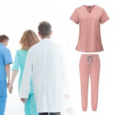 Ensemble De Tenues De Travail Pour Infirmières, Lavables En Machine (XXL Rose
