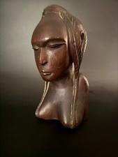 GRANDE STATUE AFRICAINE - BUSTE DE FEMME - AFRIQUE DE L'OUEST