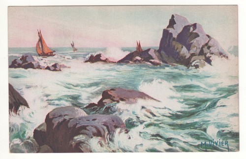 Old postcard painting by m - postcard,