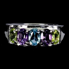 925 Bague en Argent Ovale Topaze Bleu Ciel 6x4mm Gemme Péridot Bijoux Sz 7