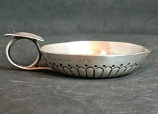 Taste-vin en argent massif, poinçon Minerve, patronyme "Antony Thevenin" 1839