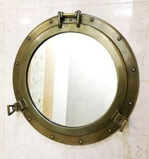 Ancien miroir rond en laiton 20" hublot fenêtre navire décoration maison et...