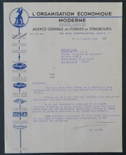 Facture 1947 PARIS STRAFOR ORGANISATION MODERNE FORGE DE STRASBOURG llustrée 43
