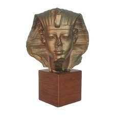 MOULAGE MUSÉE DU LOUVRE EGYPTE TÊTE DU ROI AMÉNOPHIS II SUR SOCLE EN BOIS 