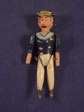 Ancien jouet figurine très rare marin bois peint 1880 RADIGUET voilier canot