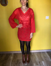 jolie robe hiver en mohair orange saumon LOUISE DELLA taille 2 (M)