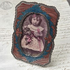 Cadre Email Bronze Argenté Ancien Epoque 1900 Porte Photo