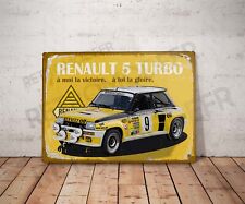 Plaque métal vintage renault 5 turbo Enseigne Garage Décoration r5 ragnotti