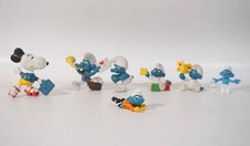 Vintage Konvolut Anciens Chiffres Schtroumpfs Et 1x Snoopy Caoutchouc Plastique