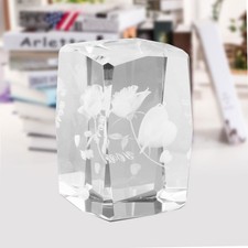  Cristal 3D Rose Fleur Gravé Verre Je T'aime Base Figurine Ornement Cadeau pour