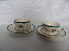 2 TASSES ET SOUS TASSES FAIENCE DE LONGWY DECOR MAIN POMONE NO SARREGUEMINES