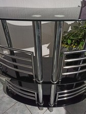 Bar À Liqueur, Excellent État  verre trempé noir et ossature métal chromé