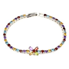 925 Argent Sterling Bracelet Marquise Mozambique Améthyste Gemmes Gemme Bijoux