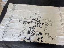 Ancien rideau lin dentelle à la main 1,25/0,85