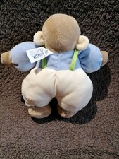 doudou peluche singe salopette Ajena Etat neuf