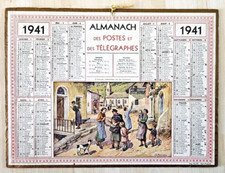 ALMANACH CALENDRIER PTT 1941 IMPRIMERIE OLLER COMPLET  INT. MEURTHE ET MOSELLE