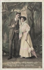 CP MOUSTACHU CANOTIER CIGARETTE FEMME CHAPEAU OMBRELLE COUPLE - 26483