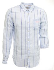 Scotch & Soda Chemise lin coton homme manches longues rayures bleu clair  165992