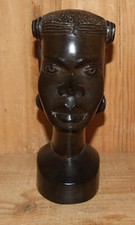 Têtes sculptées de FEMME en bois massif Art Malgache Madagascar 18cm