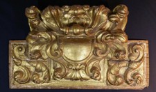 Haut De Porte, Fronton De Boiserie XVII ème  Bois Sculpté Doré Formant Tête Lit