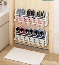 Meuble À Chaussures 6 Paires Étagère Mobile Derrière La Porte Blanc 1pz Reb