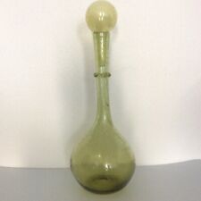 Grande bouteille en verre soufflé bullé coloré brun vert signé Biot XXème