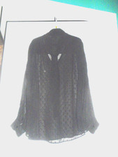 STRADIVARIUS: HAUT BLOUSE NOIR COL CRAVATE VOILE AVEC PLUMETIS TAILLE S 36/38 TB