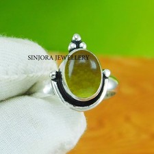 Bague cadeau en argent sterling 925 pierre précieuse péridot fait main taille...
