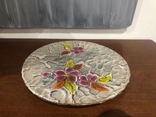 JOLI PLAT A TARTE EN CÉRAMIQUE A DÉCOR DE FLEURS " POËT LAVAL "