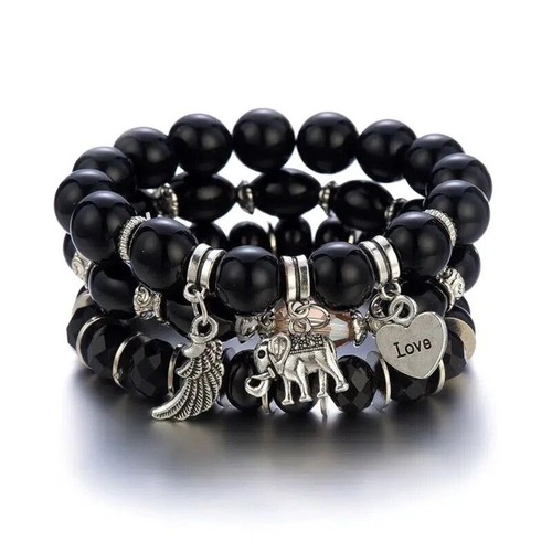 3pc elephant charm beaded - 3pc,