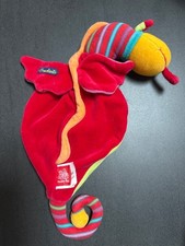 Doudou Peluche Moulin Roty Dragon Dragobert plat Rouge Orange vert rose roi