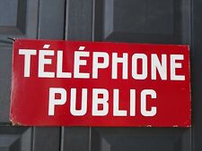 plaque émaillée ancienne TELEPHONE PUBLIC PTT LA POSTE art populaire old phone