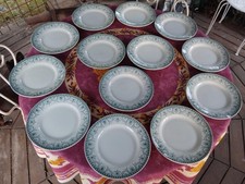 13 Assiettes Plates Terre Fer Saint Amand Hamage Modèle Wilbur Floral Vert 23cm