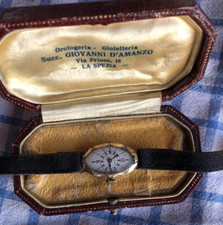 montre italienne d'poque art déco à boitier en or 18 carat et écrin d'origine