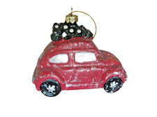 boule de noel COCCINELLE rouge 10,5cm / 5,5cm / 8,5cm