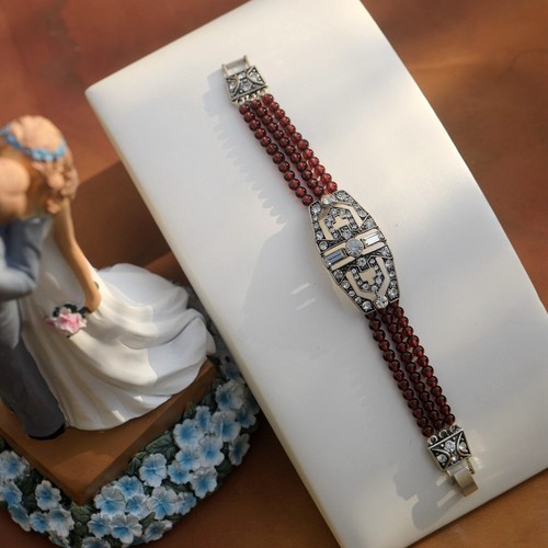 Bracelet argenté art deco - bracelet,