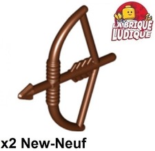 Lego 2x minifig arme weapon arc fléche Bow Longbow arrow Drawn marron 4499 NEUF