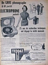 PUBLICITÉ PRESSE 1955 TEPPAZ GROS PHONOGRAPHE A CE PETIT ÉLECTROPHONE PRÉSENCE