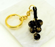 Porte-clés spirituel plaqué or OM en obsidienne noire naturelle 82,1 ct cadeau