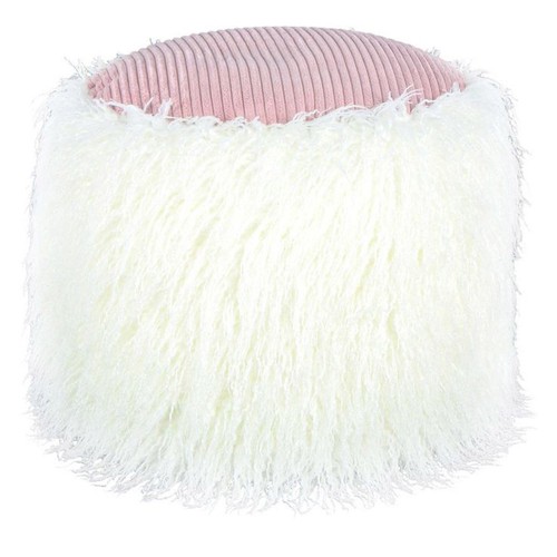 Pouf rond imitation fourrure - imitation,