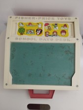 Jeu Ancien Fisher Price Pupitre De Jeux - Lettres Aimantés. Fiches D'écriture 