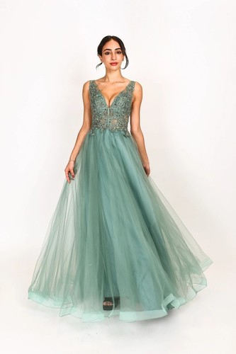 Robe soirée vert eau - robe,