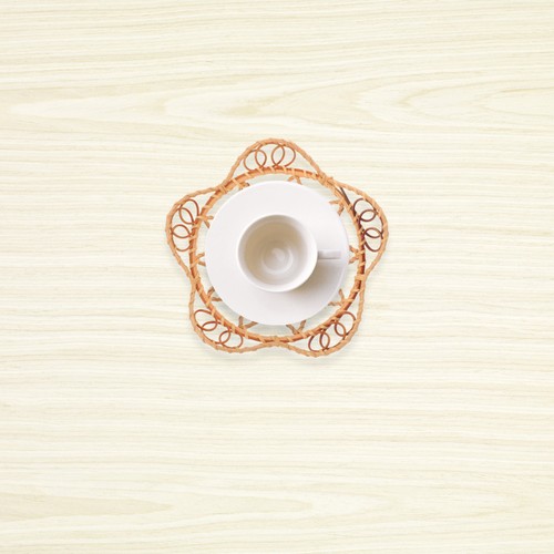 Dessous verre rotin - verre, tressé