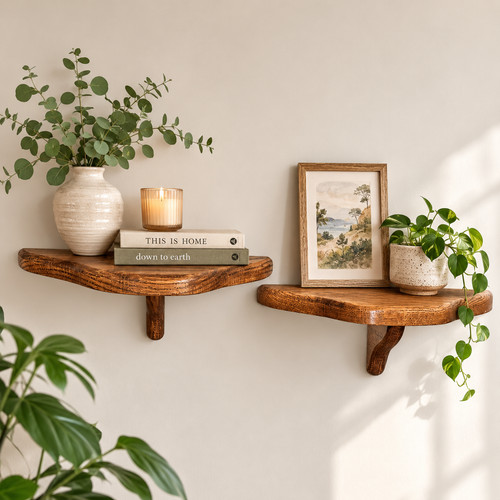 Vtg Set of 2  Oak Wood Wall
